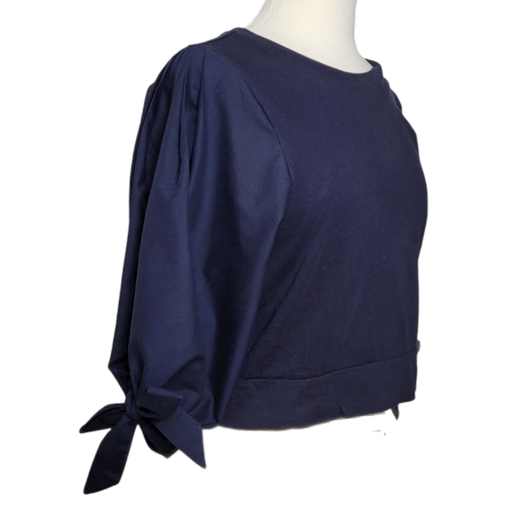 FOREVER 21 Top Cropped Crew Neck Ribbon Tie Size Medium - Picture 3 of 7